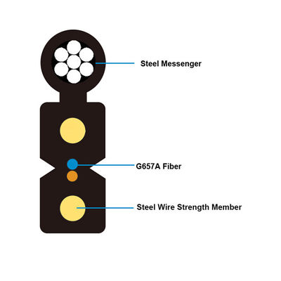 1km Outdoor Fiber Optic Cable Drop FTTB Steel Wire 12 Conductors