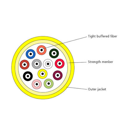 OM3 Alarm Indoor Fiber Optic Cable G652D 2 Core Ftth Drop Cable